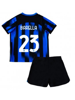 Billige Inter Milan Nicolo Barella #23 Hjemmedraktsett Barn 2023-24 Kortermet (+ Korte bukser)